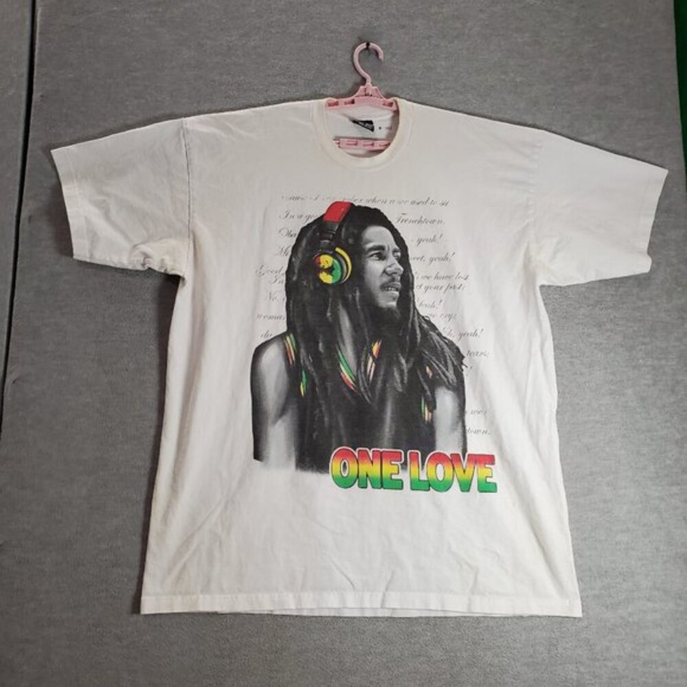 VINTAGE Bob Marley‎ Men Shirt 4XL White One Love Reggae Music 90s USA Tee READ